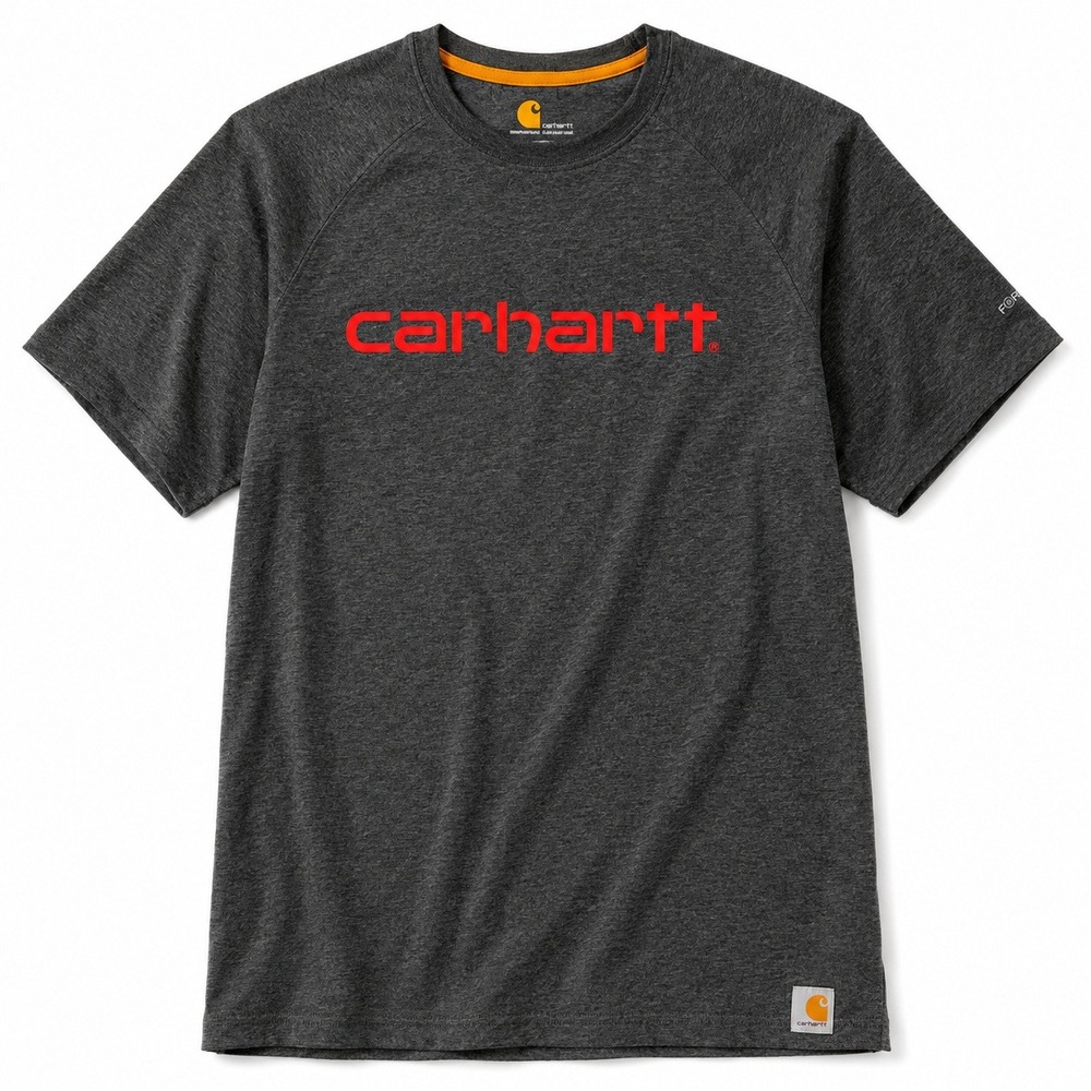 Carhartt Force Relaxed Fit T-Shirt Mens Small Gray Red Logo Short Sleeve